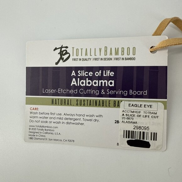 Totally Bamboo A Slice of Life Alabama State Serving Cutting Board 11” X 8.75” - Picture 2 of 6
